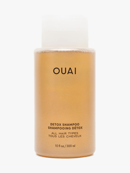 Ouai Detox Shampoo in branded component on a light gray background