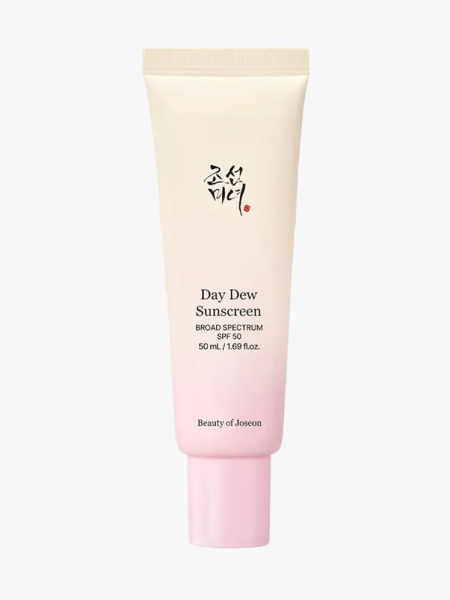 Beauty of Joseon Day Dew Sunscreen Lightweight SPF 50 in branded tube component on a light gray background