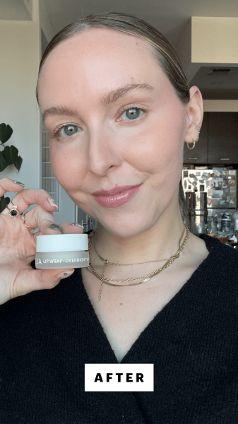 Kinonen after applying the Ilia Lip Mask