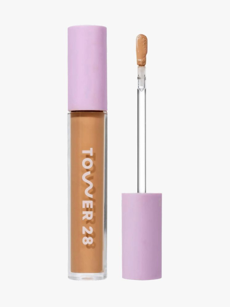 Tower 28 Swipe All-Over Hydrating Serum Concealer in branded component on a light gray background