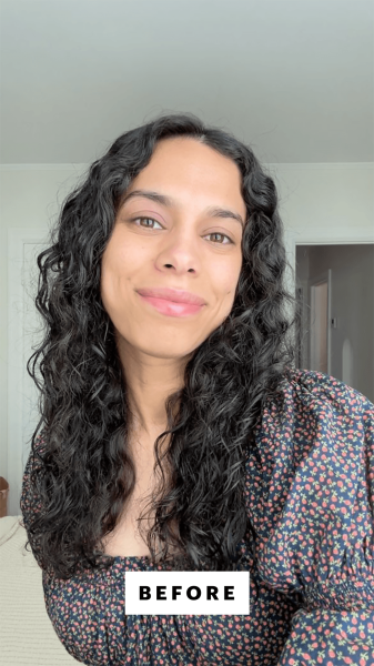 Selfie of Shanna Shipin before applying Briogeo Yuzu  Plum Oil Full Miracle Styling Foam