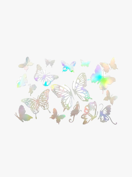 Neva Nude Holographic Butterfly Garden Face and Body Stickers in branded components on a light gray background
