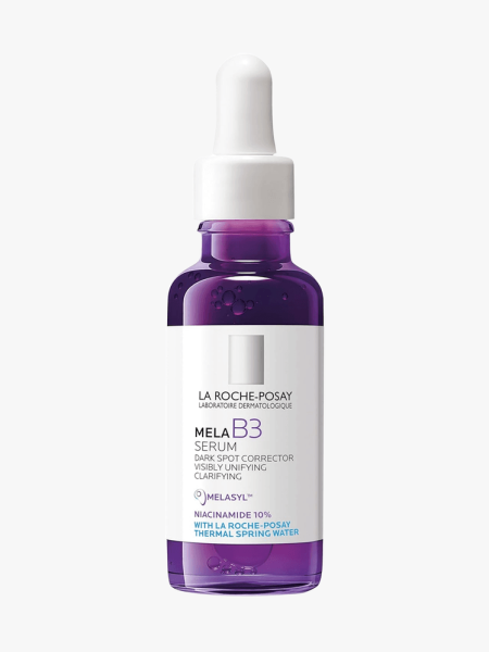 La Roche-Posay Mela B3 in branded purple dropper component on a light gray background