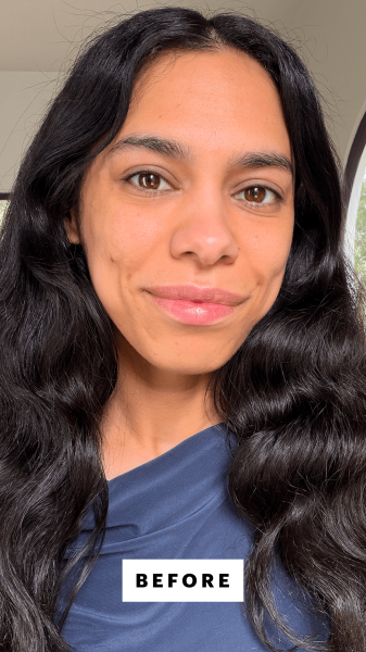 Shipin before applying the Victoria Beckham The Foundation Drops