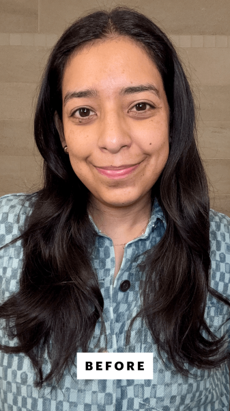 Foresto before applying the Tatcha The Milky Sunscreen SPF 50 PA