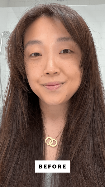 Allure contributing commerce writer Christa Joanna Lee before applying the Herbivore Botanicals DualRetinol Alternative...