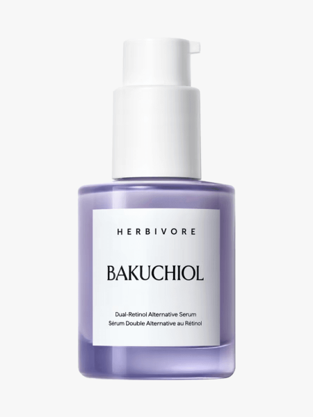 Herbivore Botanicals Dual-Retinol Alternative Face Serum in branded component on a light gray background